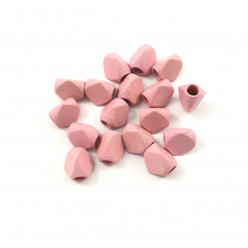 Triangle pink 7 mm wood beads